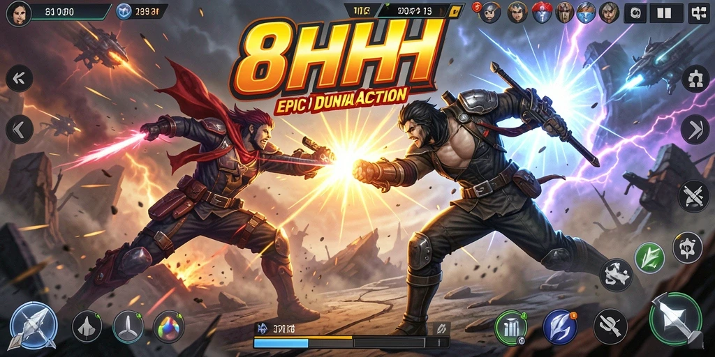 Tangkapan layar utama menunjukkan aksi mendebarkan di 8HHH.