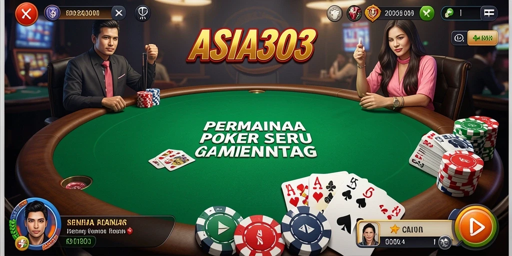 Screenshot gameplay ASIA303 menunjukkan suasana seru permainan poker.