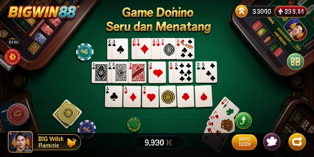 Tampilan gameplay seru di BIGWIN88, menampilkan Domino dalam setiap aksi.