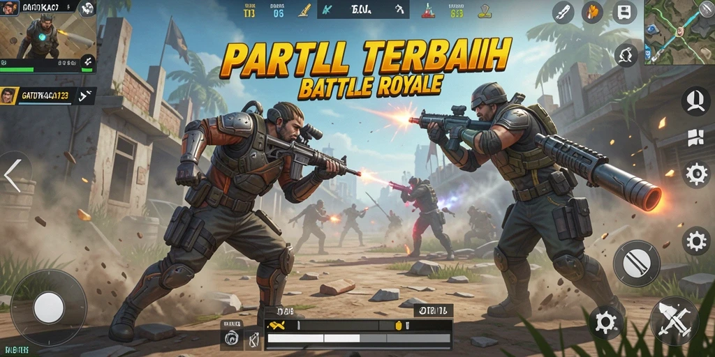 Tampilan layar permainan GATOTKACA123 dengan aksi mendebarkan di Battle Royale.