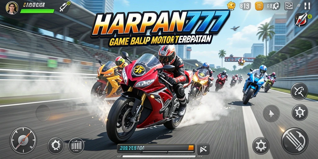 Tampilan gameplay balap motor yang menegangkan di HARAPAN777.