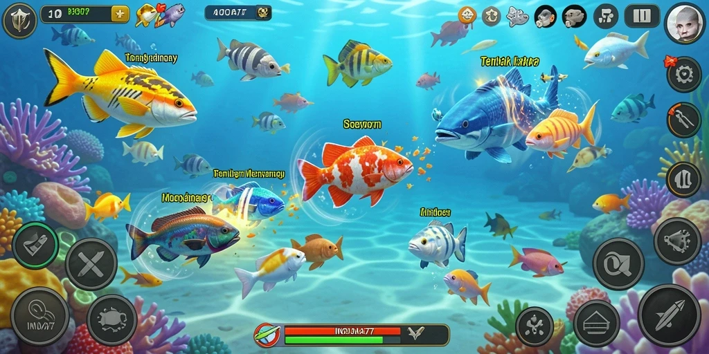 Screenshot INOVA77 menampilkan aksi seru menembak ikan dengan grafis yang memukau.