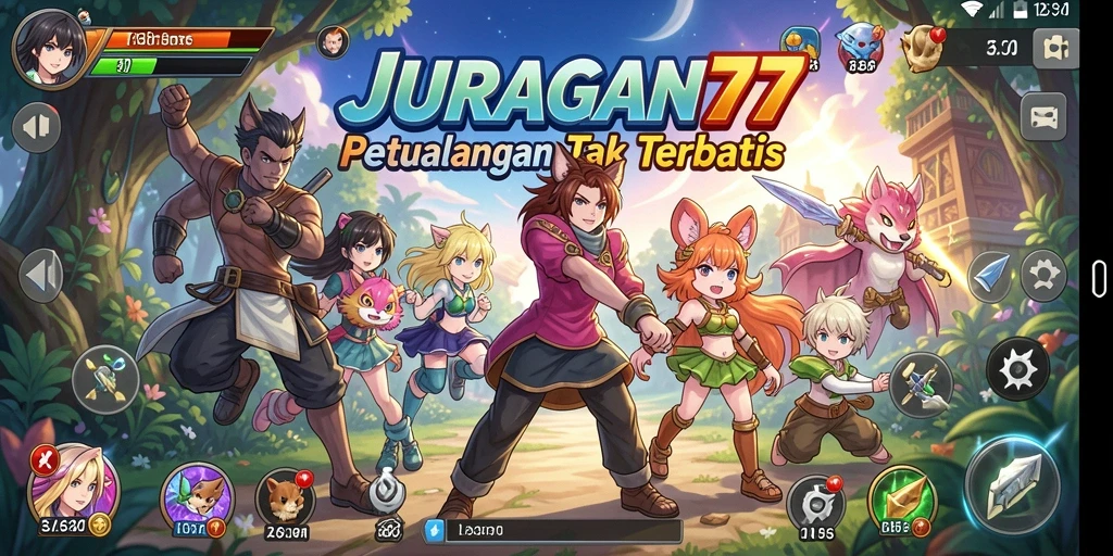 Screenshot gameplay utama JURAGAN77 yang menampilkan aksi seru dalam permainan Anime.