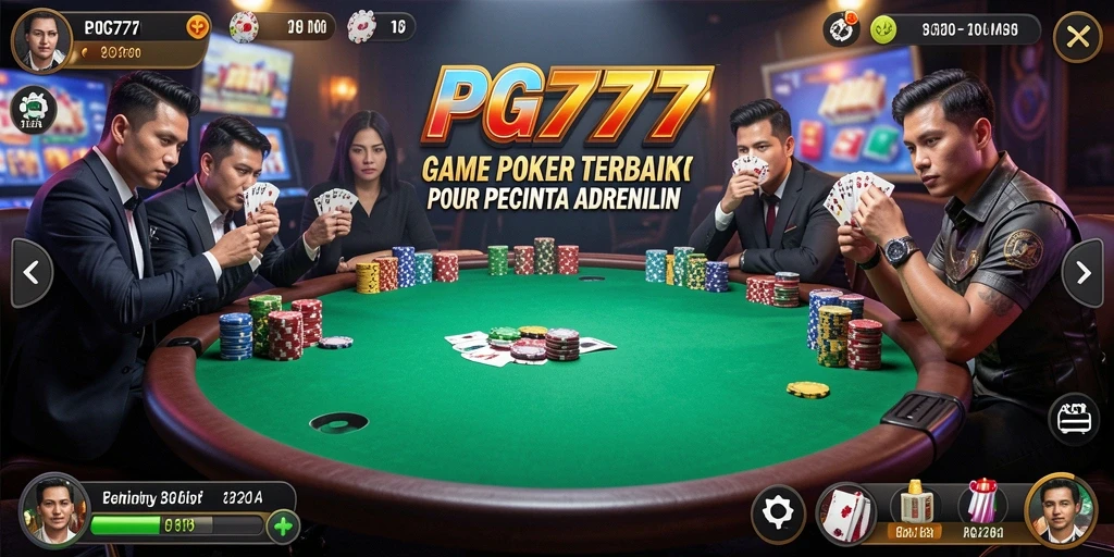 Tampilan gameplay Poker yang mendebarkan dan interaktif di PG777.