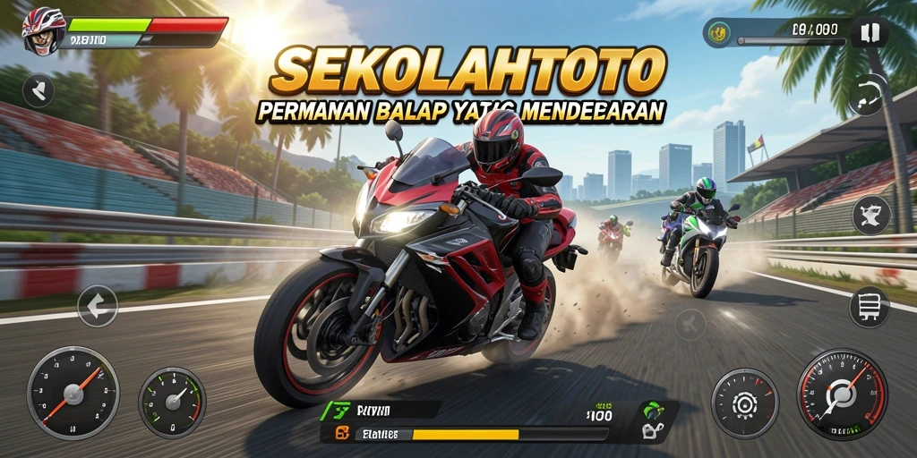 Gameplay seru balapan motor di SEKOLAHTOTO.